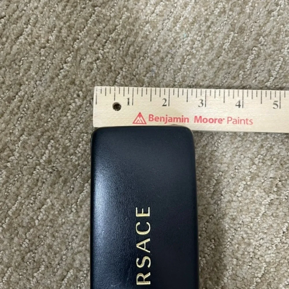 Versace Eyeglass Case Unisex OS Black Good Hard Shell Gold Logo Luxury Accessory